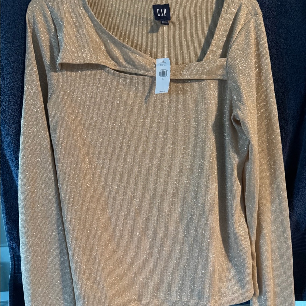 GAP Women's Shimmering Gold Long Sleeve Tee